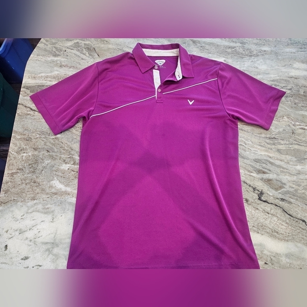 Callaway Men’s XL Golf Polo Shirt Purple Magenta Performance Short Sleeve